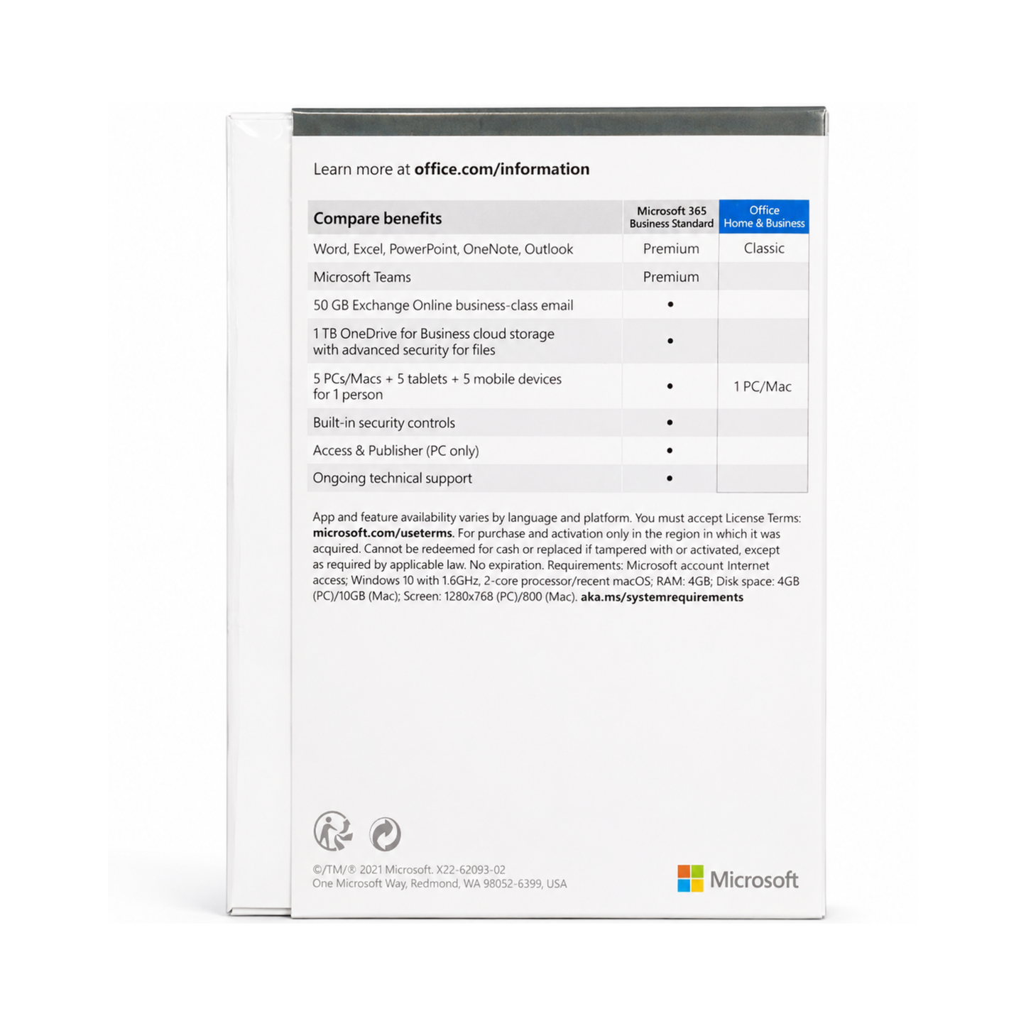 Microsoft Office Home & Business 2021 Retail - Nieuw & Geseald